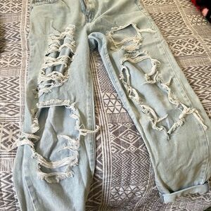 Beach Riot Sky Blue Ripped Boyfriend Jeans